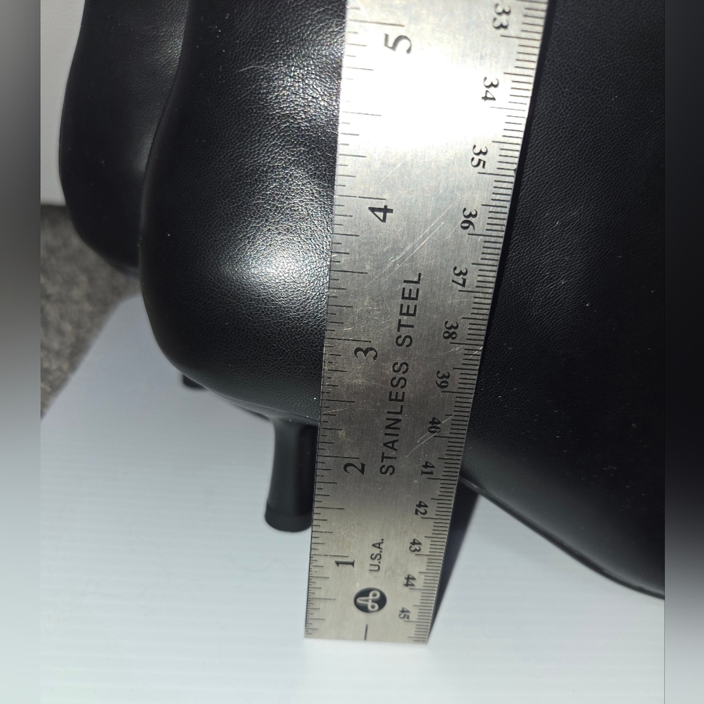 Black Faux Leather Boots, Zips Up the Side, Size 7.5, New With Tags in Box - Picture 8 of 13